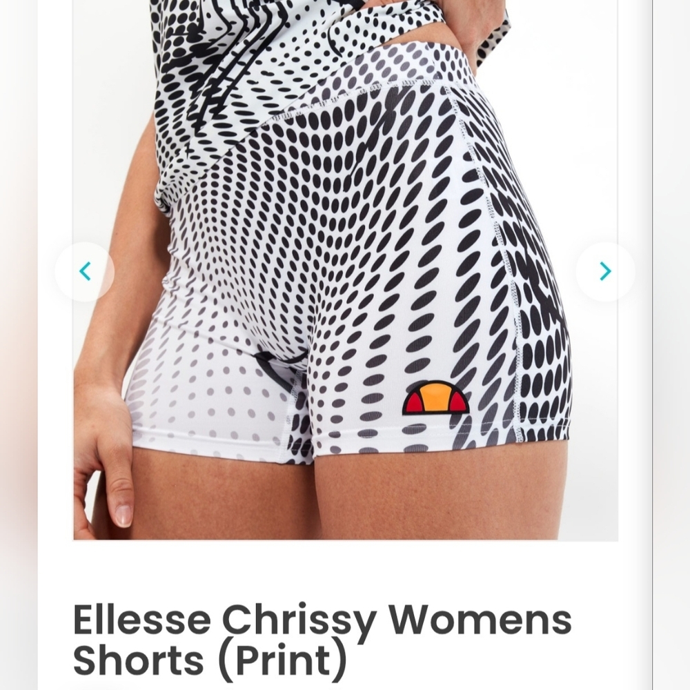 NWT Ellesse Chrissy Black And White Womens Shorts All Over Print  (943) Size 8